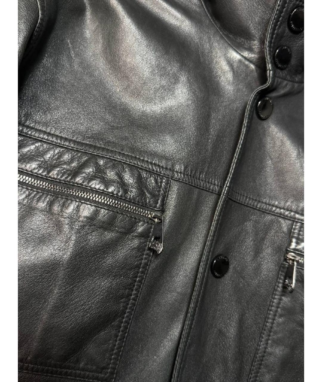 VERSACE Черная кожаная куртка, фото 6