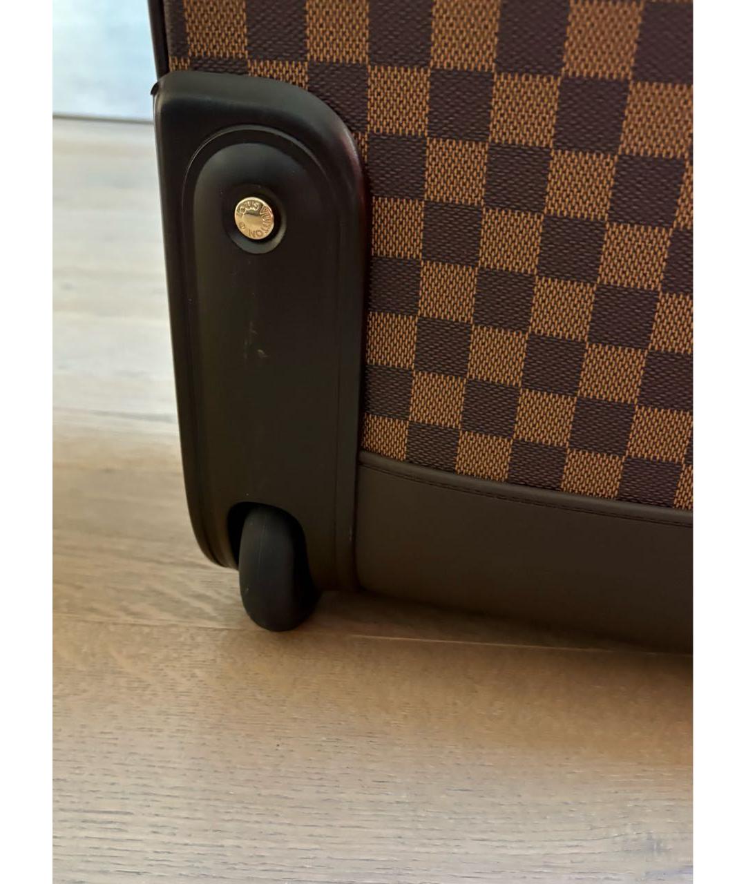 LOUIS VUITTON Коричневый кожаный чемодан, фото 5