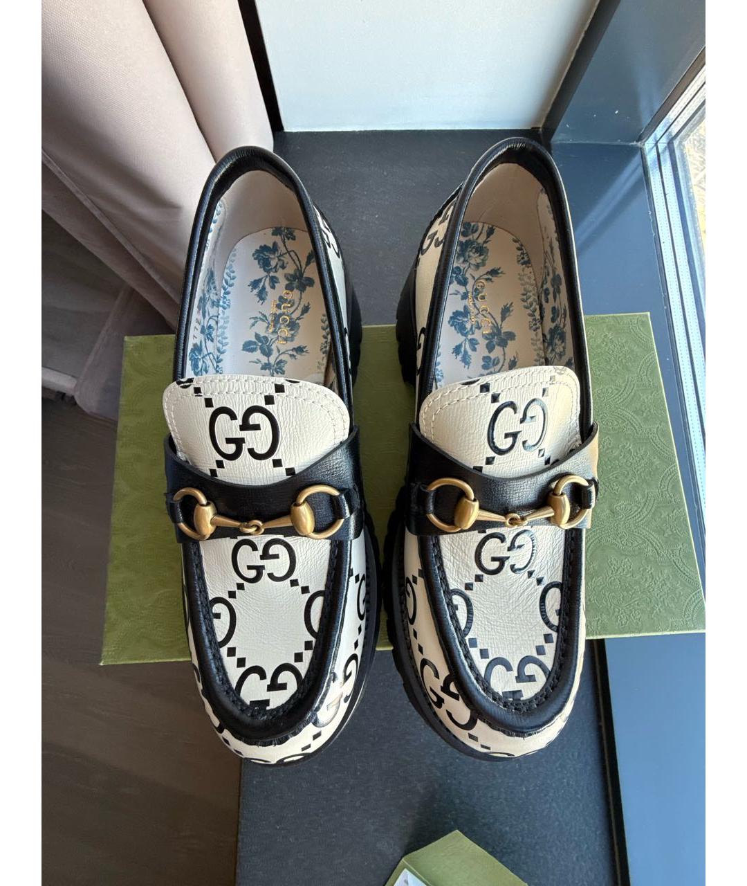 GUCCI Белые кожаные мокасины, фото 3