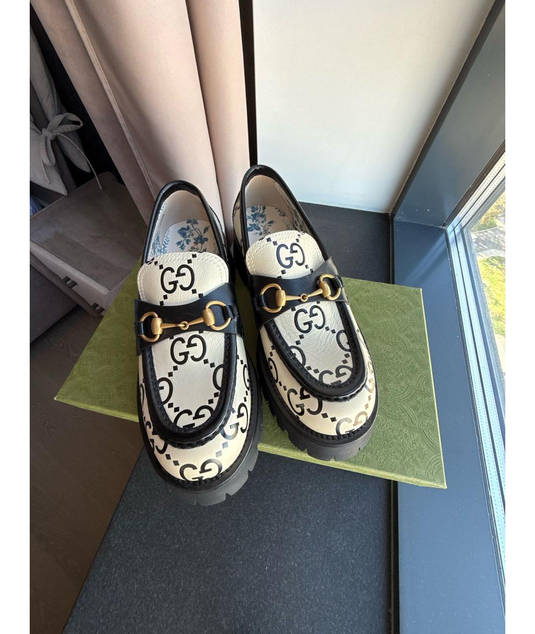 GUCCI Белые кожаные мокасины, фото 2