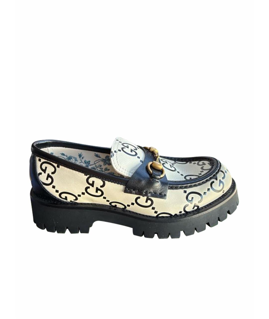 GUCCI Белые кожаные мокасины, фото 1
