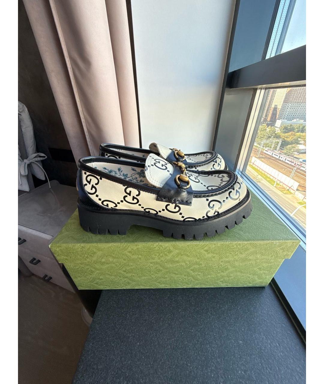 GUCCI Белые кожаные мокасины, фото 7