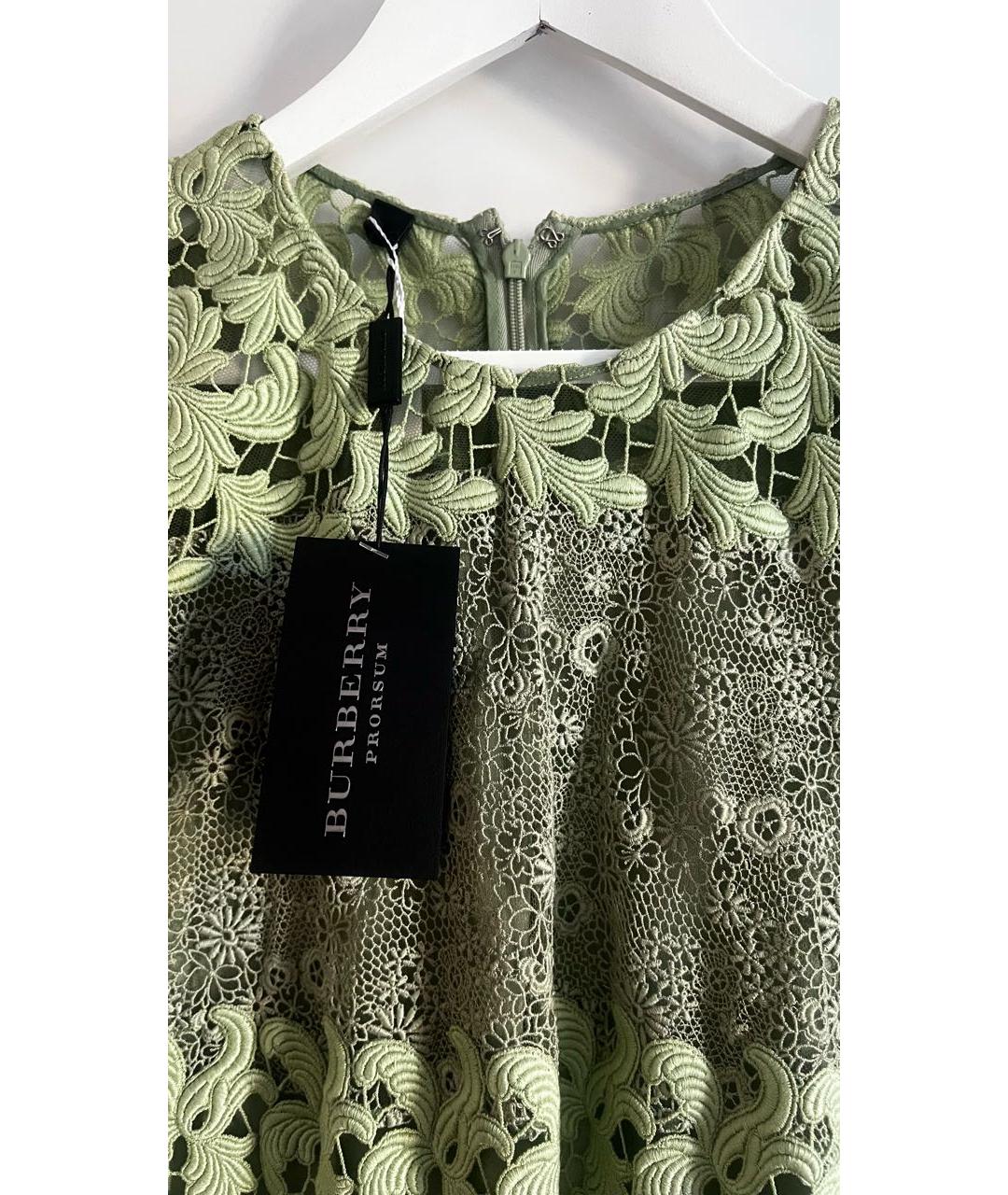 BURBERRY Зеленые кружевное коктейльное платье, фото 3