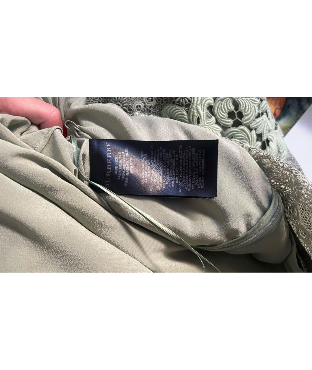 BURBERRY Зеленые кружевное коктейльное платье, фото 6