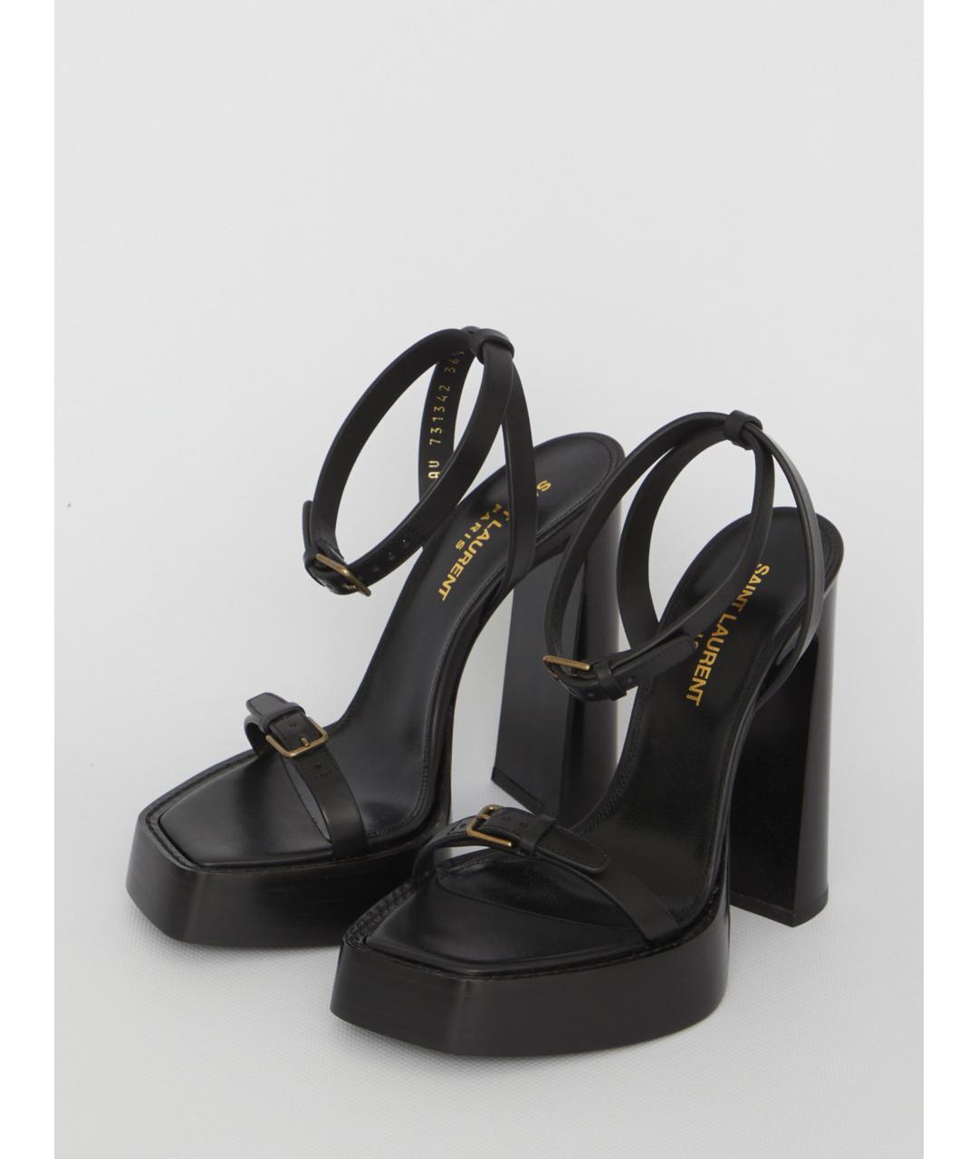 SAINT LAURENT Черные кожаные босоножки, фото 4