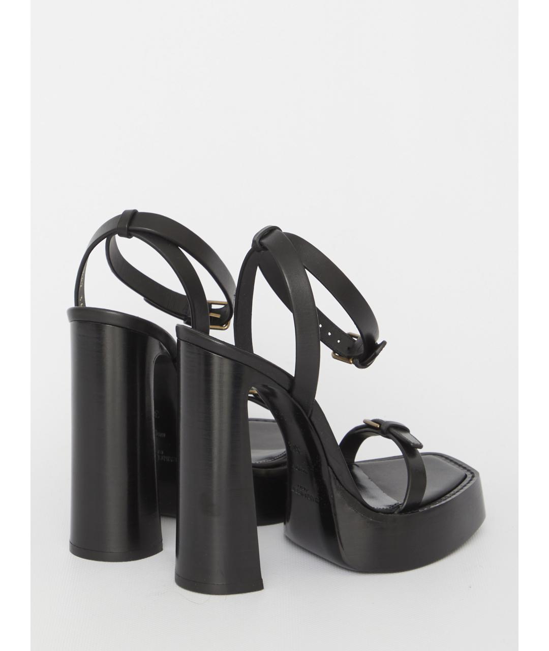 SAINT LAURENT Черные кожаные босоножки, фото 2