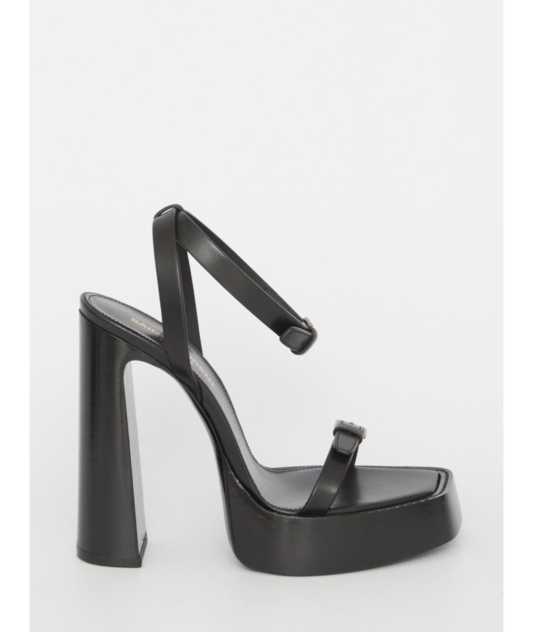 SAINT LAURENT Черные кожаные босоножки, фото 5