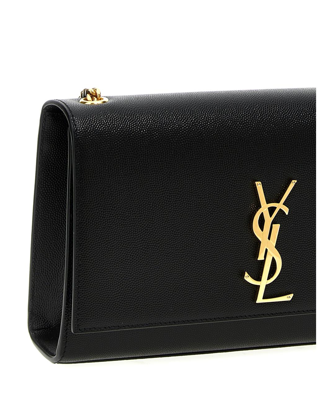 SAINT LAURENT Черная кожаная сумка через плечо, фото 3