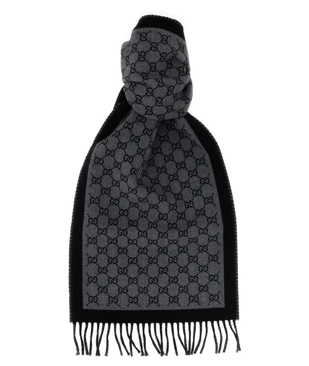 GUCCI Серый шерстяной шарф, фото 1