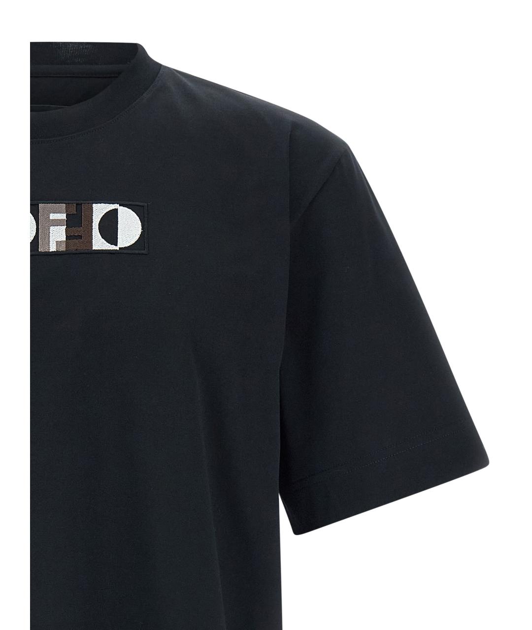 FENDI Черная хлопковая футболка, фото 3