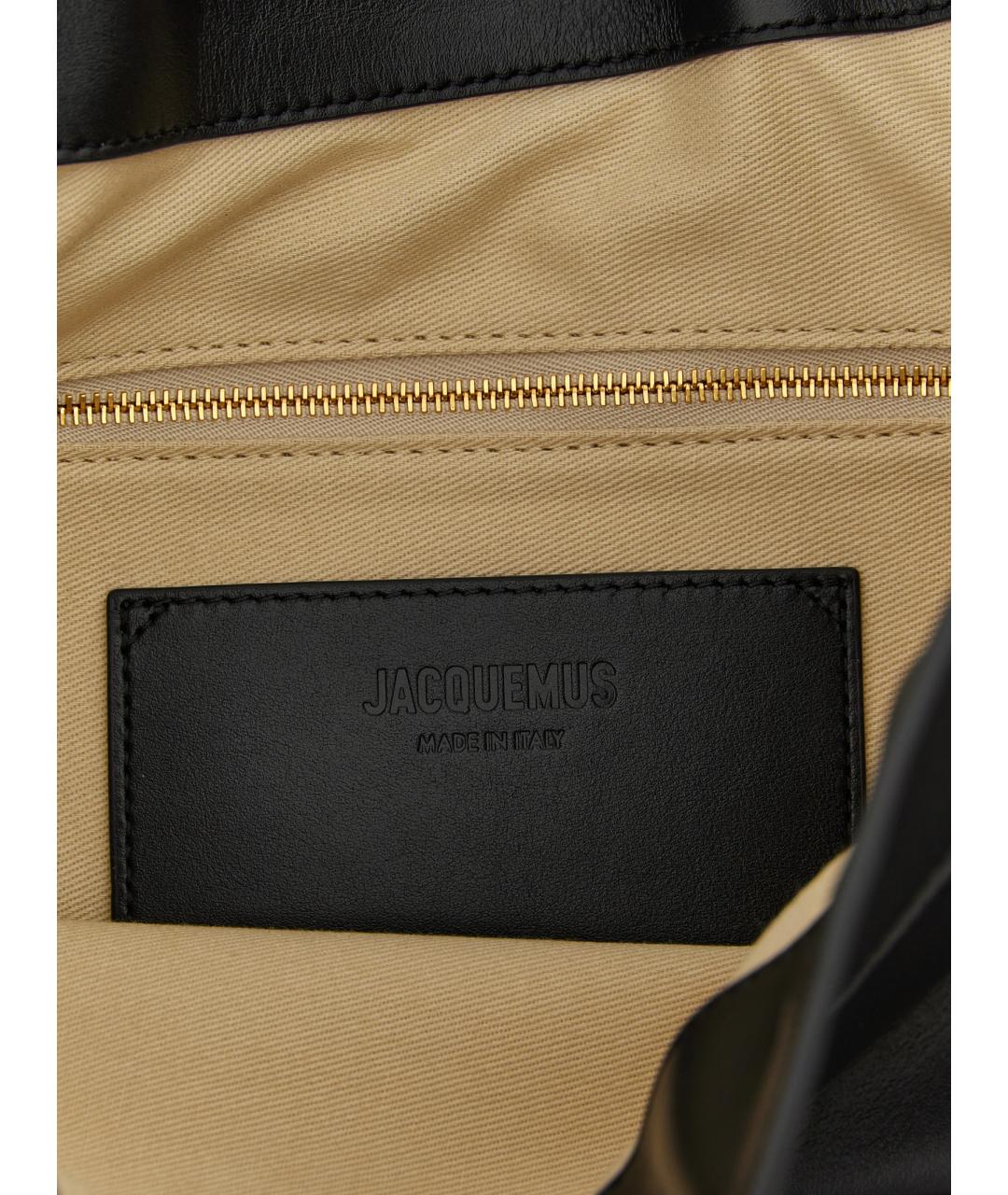 JACQUEMUS Черная кожаная сумка через плечо, фото 4