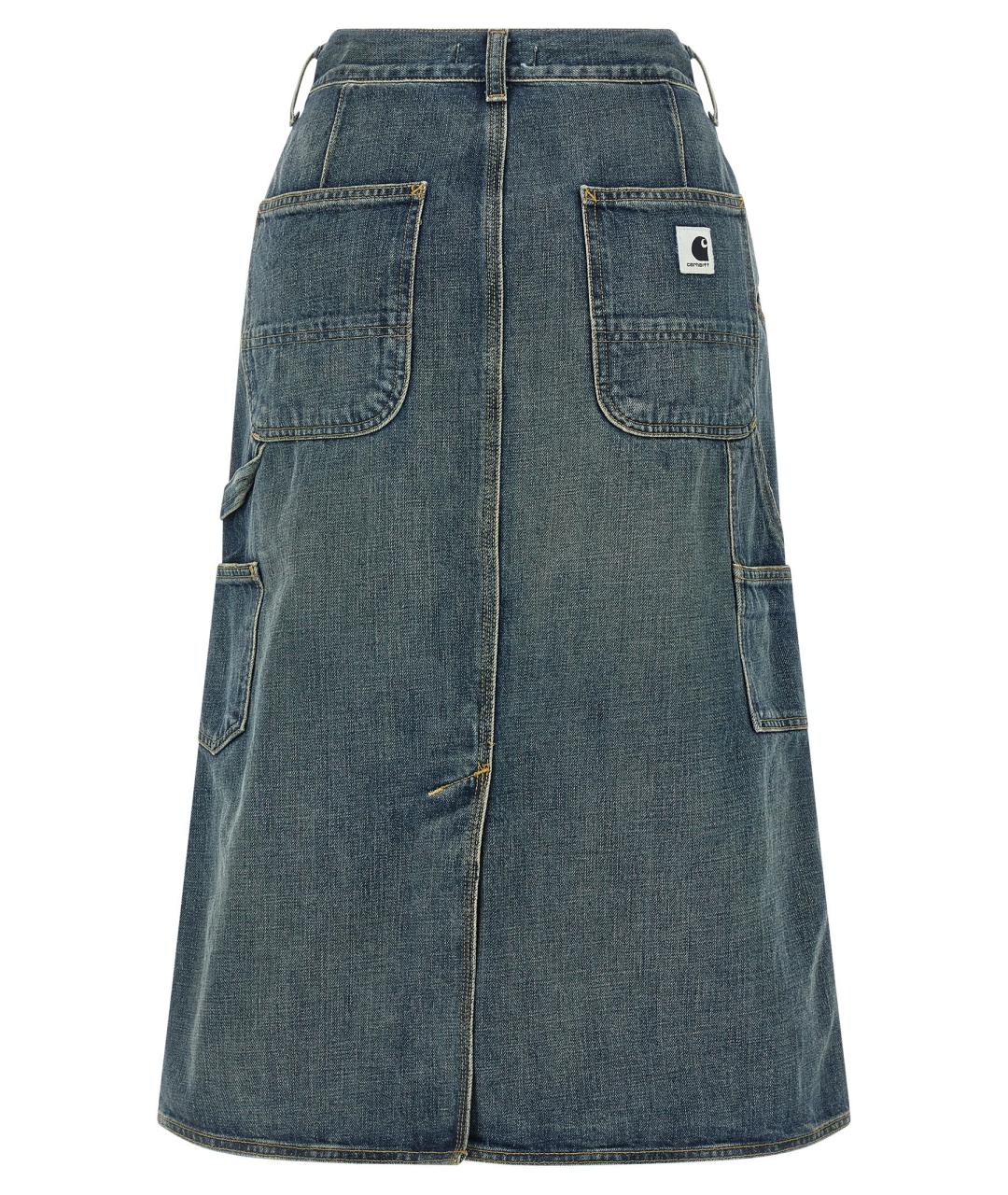 CARHARTT WIP Синяя хлопковая юбка миди, фото 2