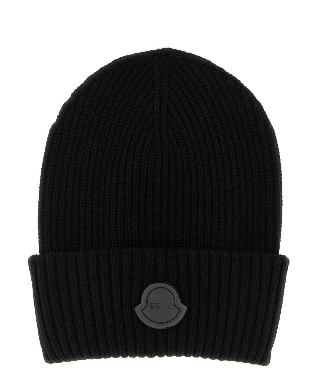 MONCLER Черная шерстяная шапка, фото 1