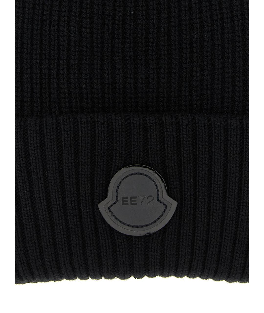 MONCLER Черная шерстяная шапка, фото 3