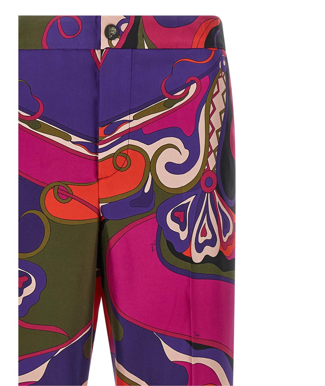 EMILIO PUCCI Мульти шелковые прямые брюки, фото 3