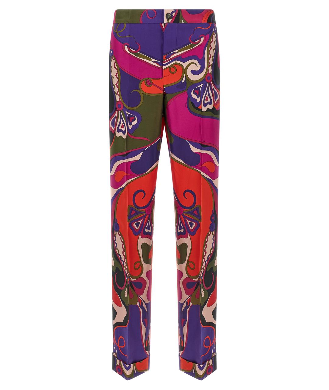 EMILIO PUCCI Мульти шелковые прямые брюки, фото 1