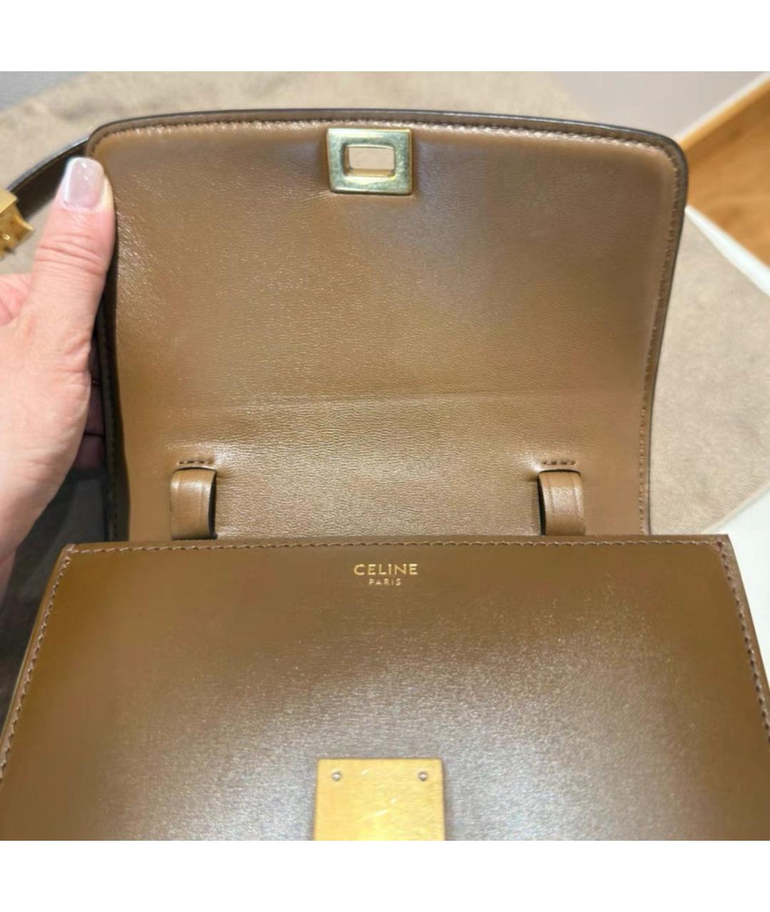 CELINE Коричневая кожаная сумка через плечо, фото 4