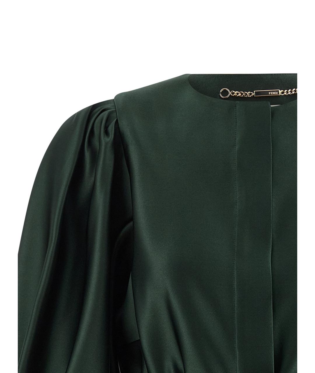 FENDI Зеленый кожаный жакет/пиджак, фото 3