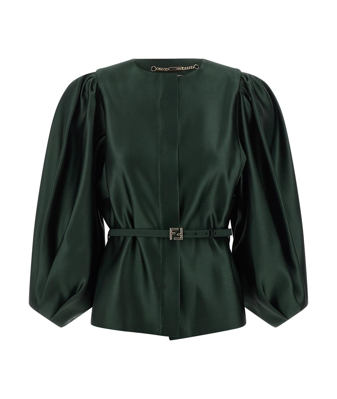 FENDI Зеленый кожаный жакет/пиджак, фото 1