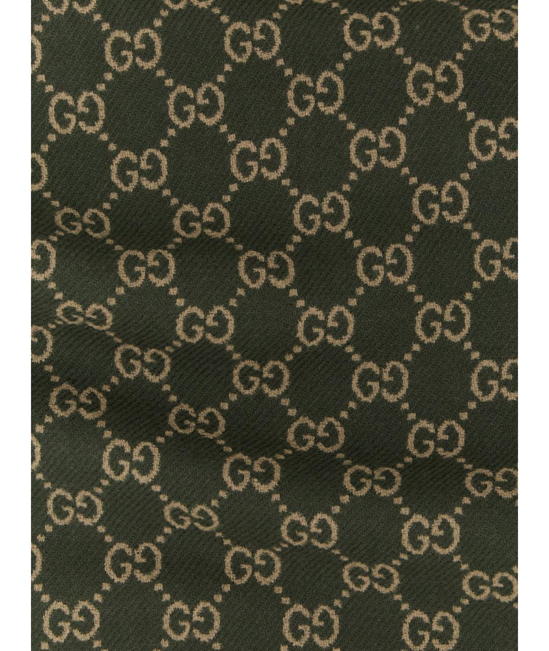 GUCCI Зеленый шерстяной шарф, фото 2