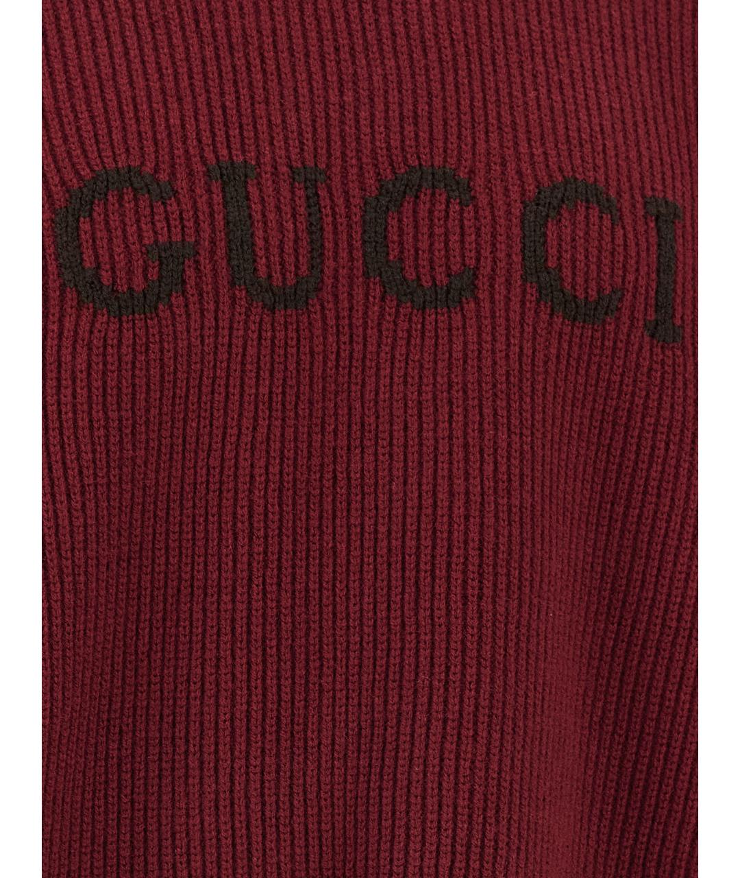 GUCCI Бордовый шерстяной джемпер / свитер, фото 4