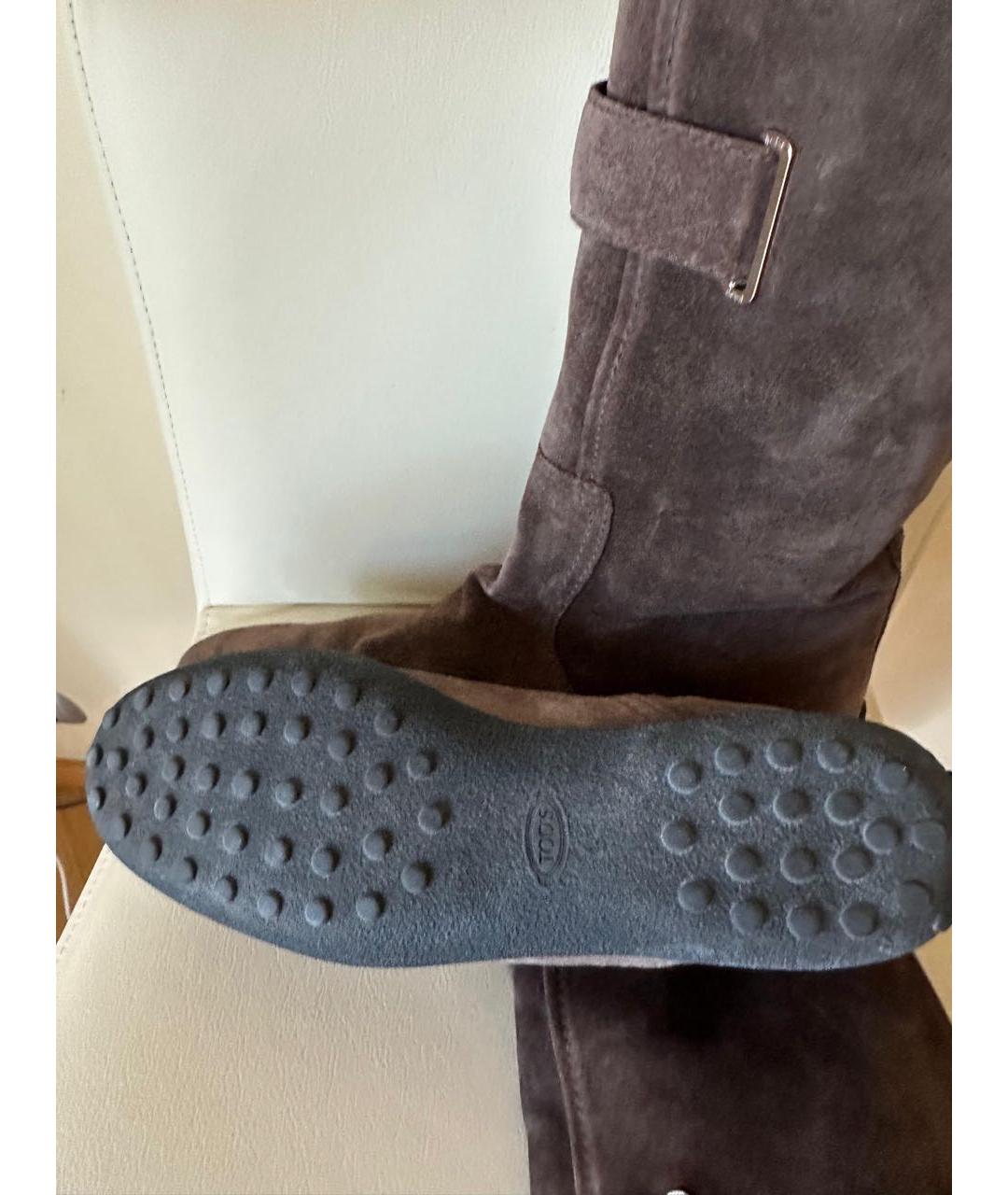 TOD'S Коричневые замшевые сапоги, фото 4