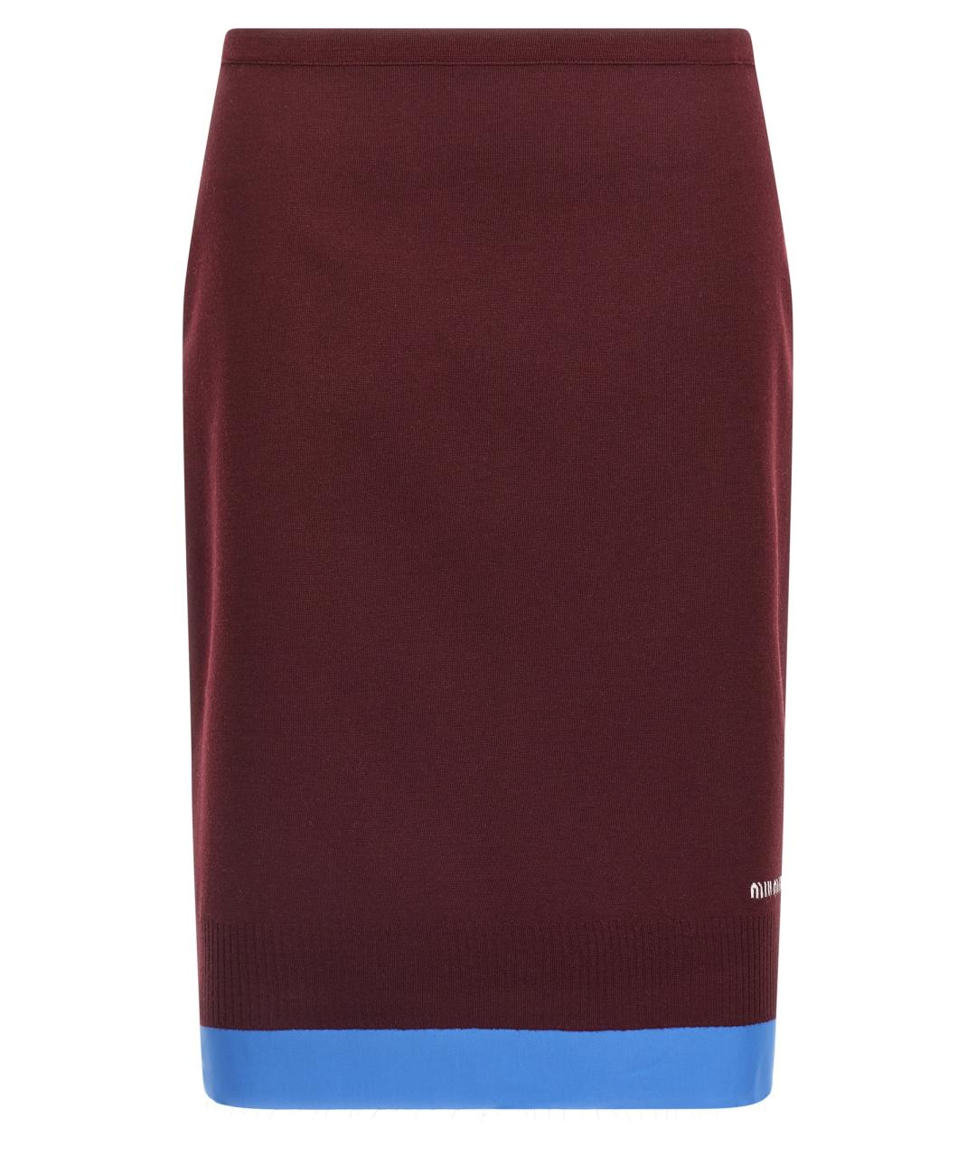 MIU MIU Бордовая шерстяная юбка миди, фото 1