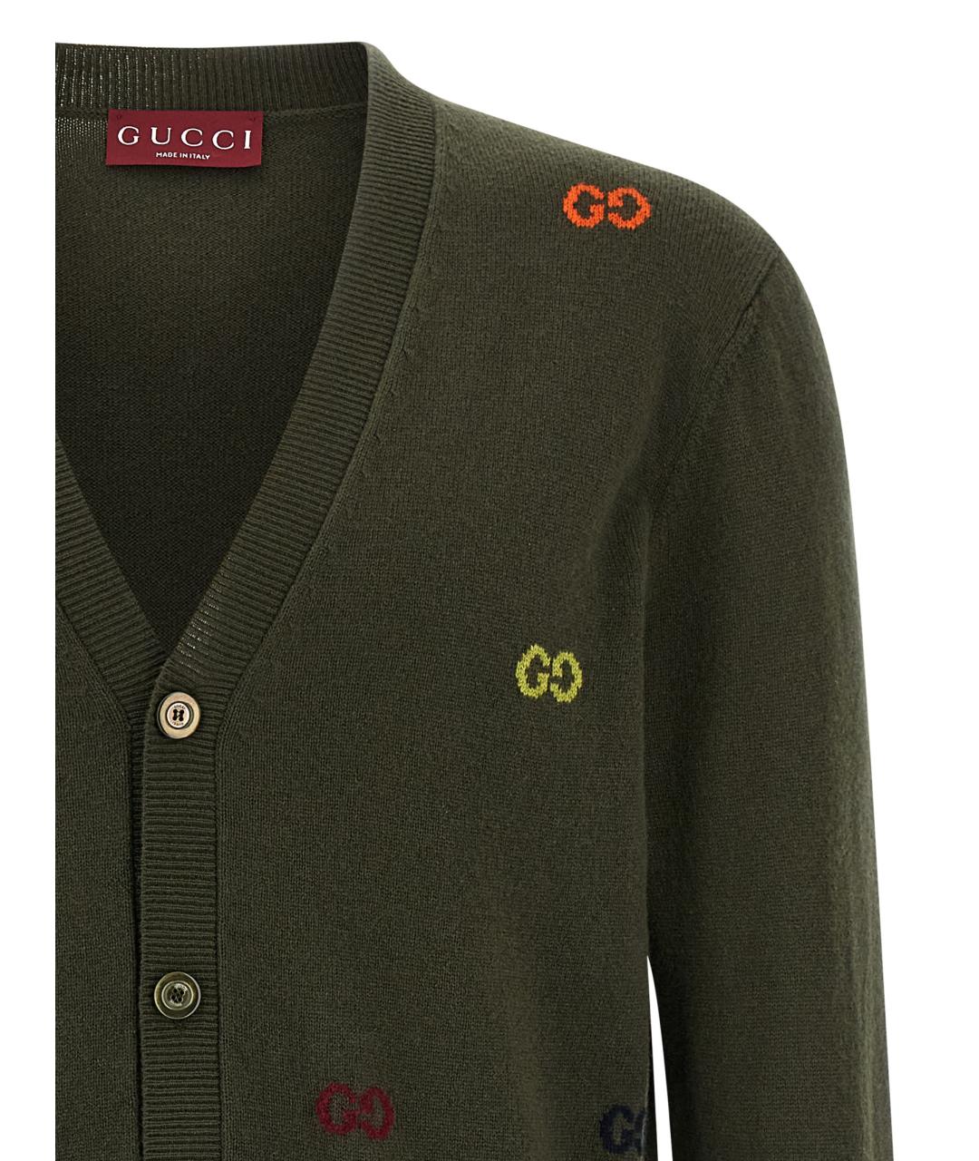 GUCCI Зеленый кашемировый кардиган, фото 3