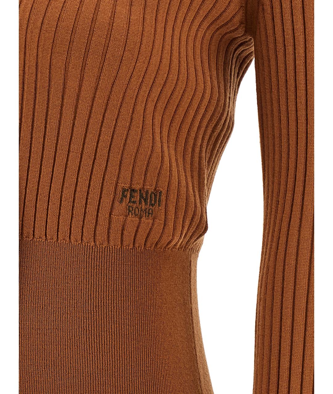 FENDI Коричневый шерстяной джемпер / свитер, фото 4