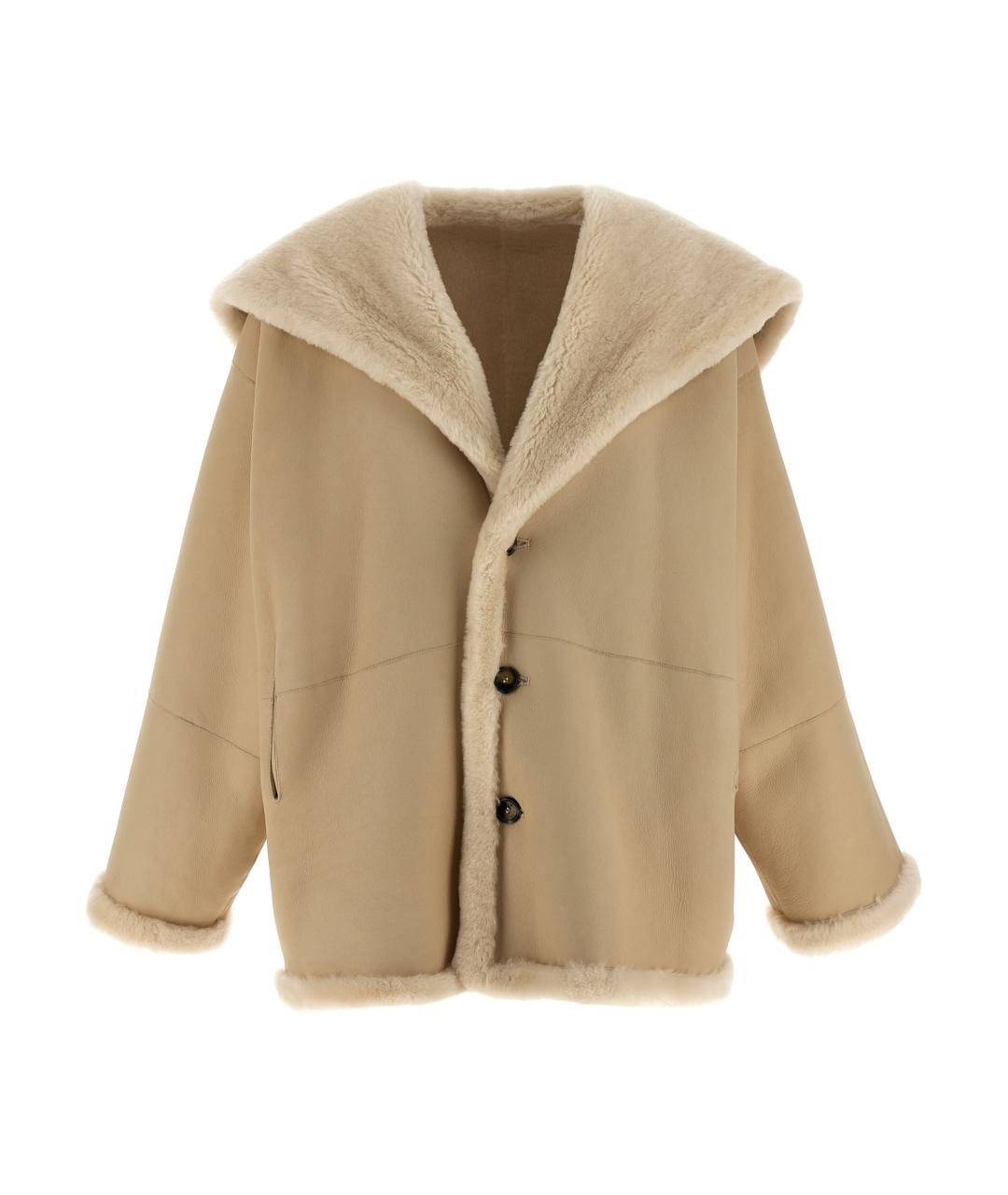 ALBERTA FERRETTI Бежевая кожаная дубленка, фото 2