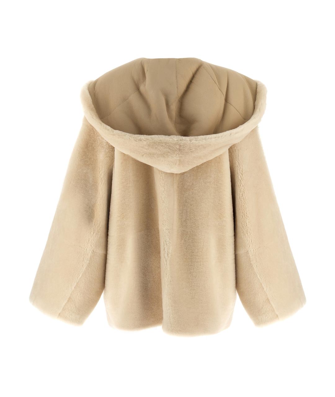 ALBERTA FERRETTI Бежевая кожаная дубленка, фото 3