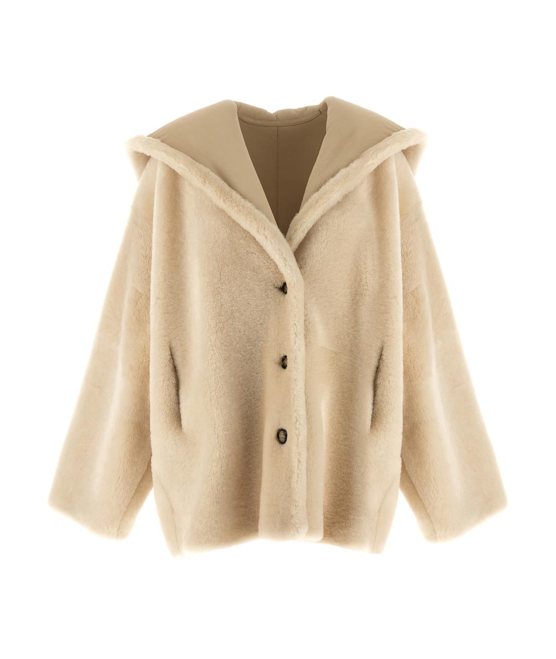 ALBERTA FERRETTI Бежевая кожаная дубленка, фото 1