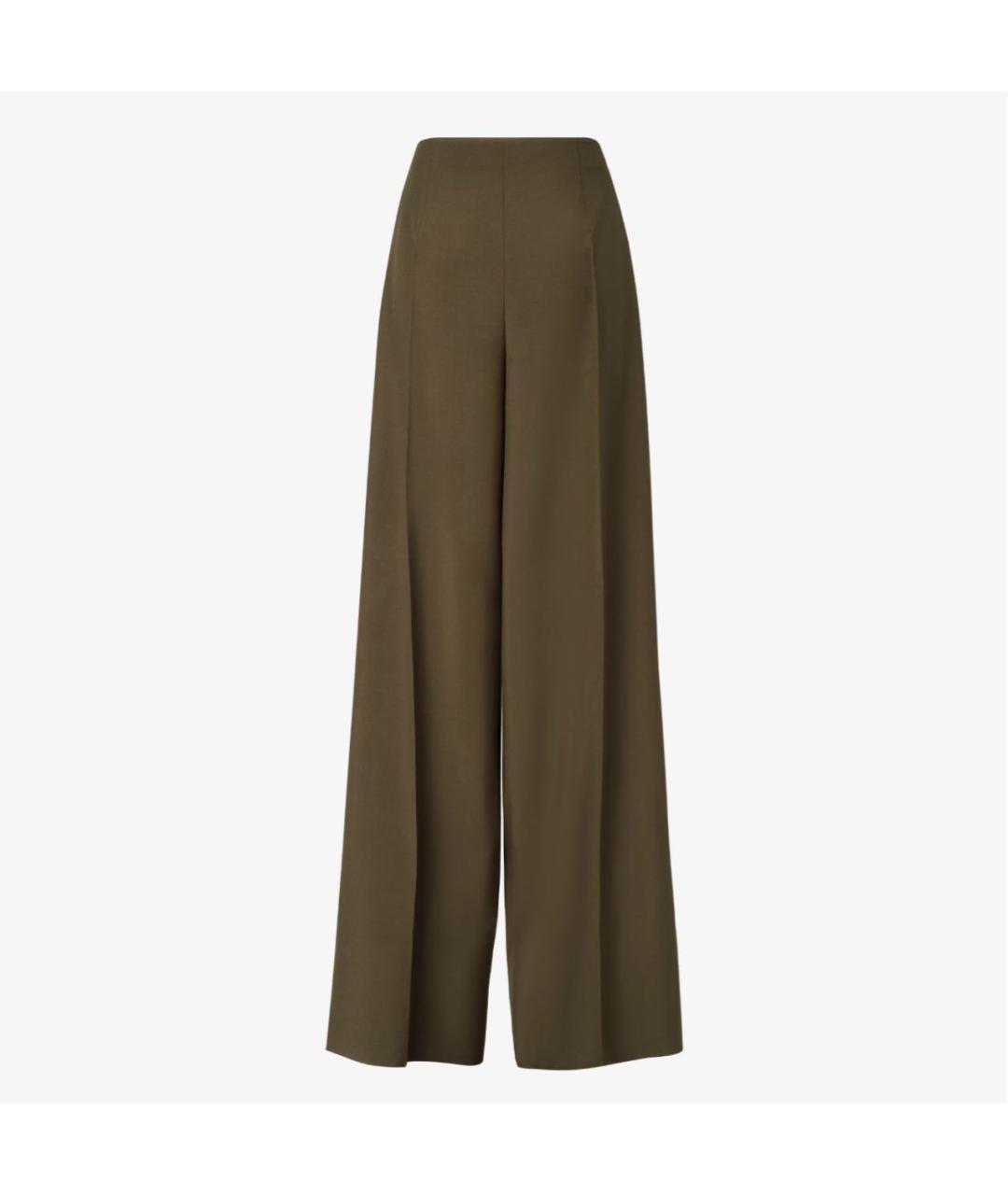 FENDI Зеленые шерстяные прямые брюки, фото 2