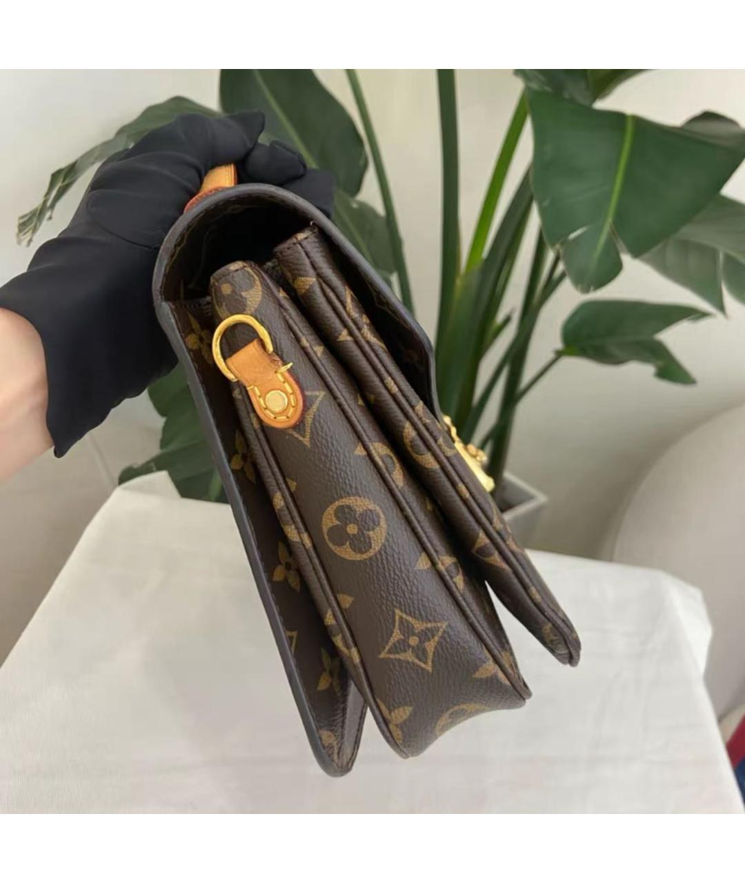 LOUIS VUITTON Коричневая кожаная сумка через плечо, фото 3