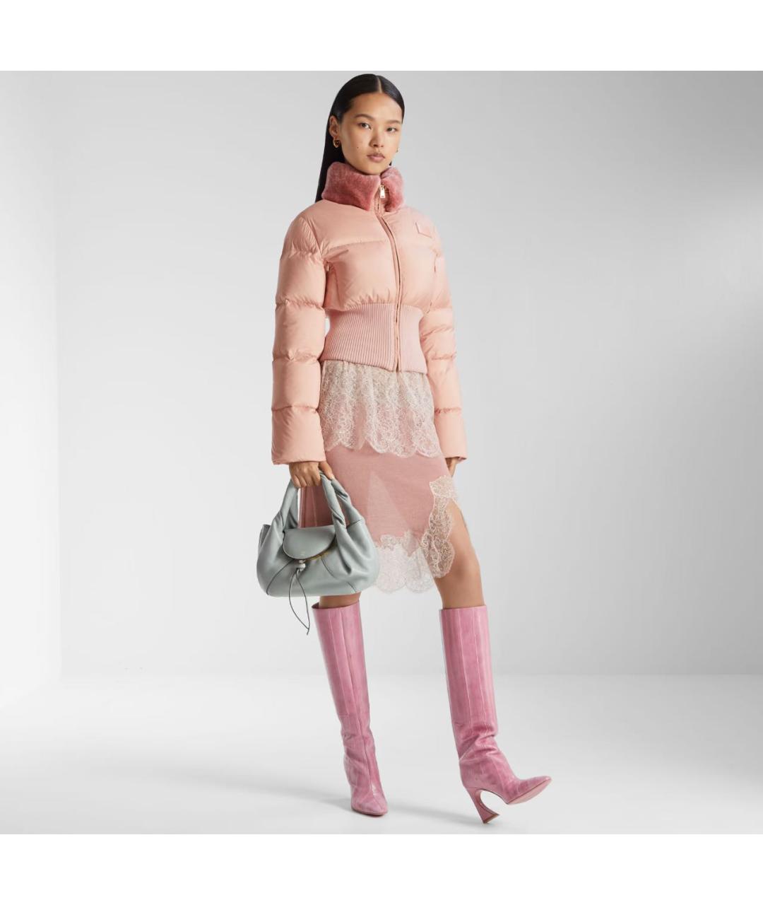 FENDI Розовая кашемировая юбка мини, фото 4