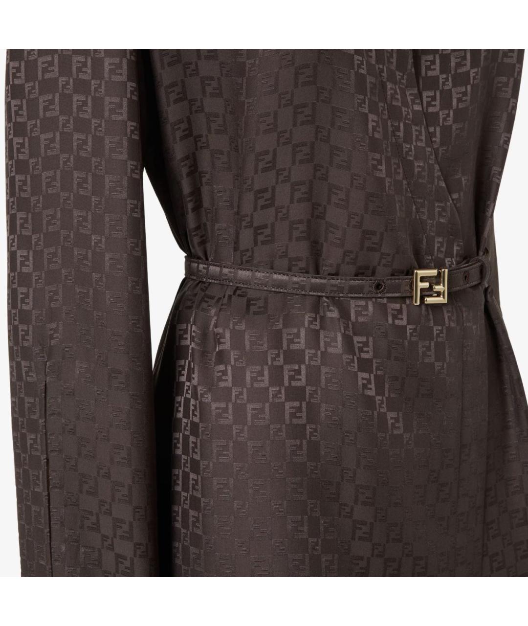 FENDI Коричневое шелковое коктейльное платье, фото 3