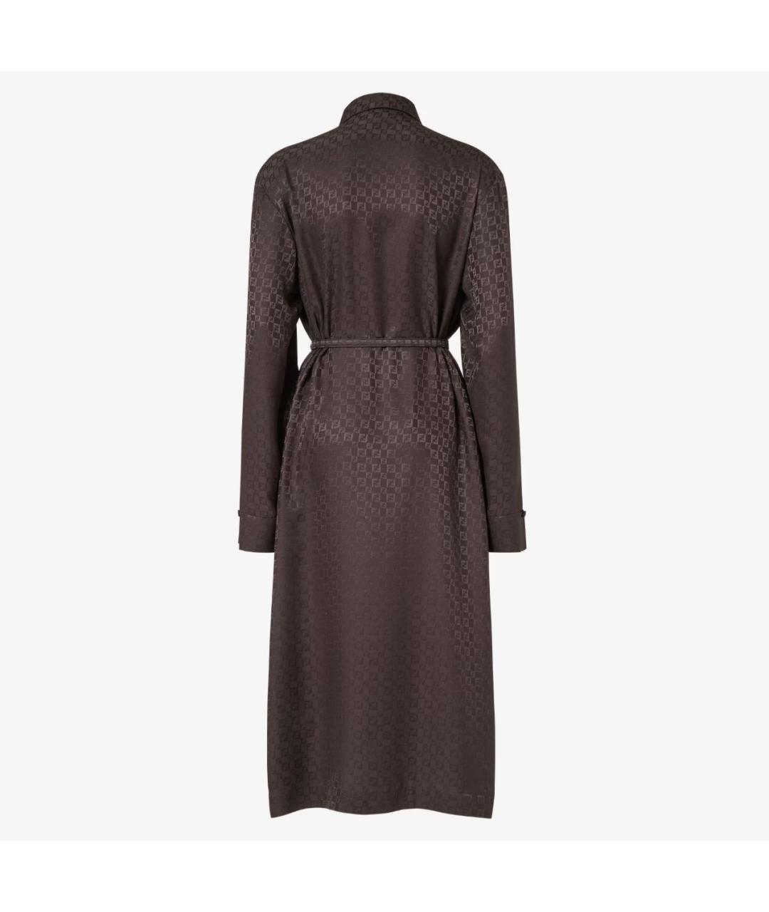 FENDI Коричневое шелковое коктейльное платье, фото 2