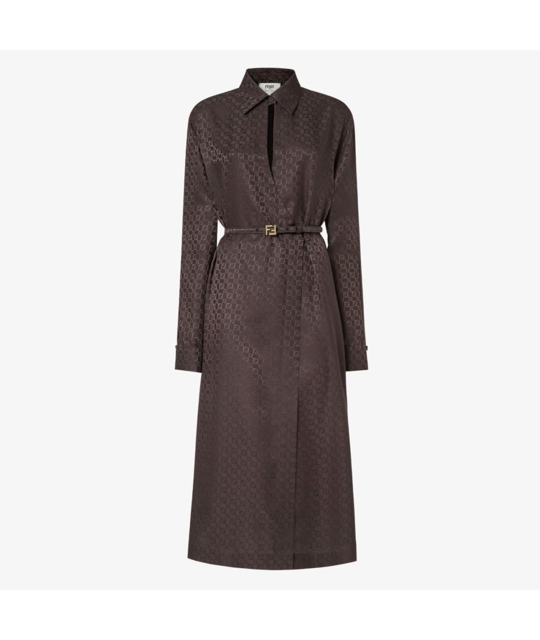 FENDI Коричневое шелковое коктейльное платье, фото 5
