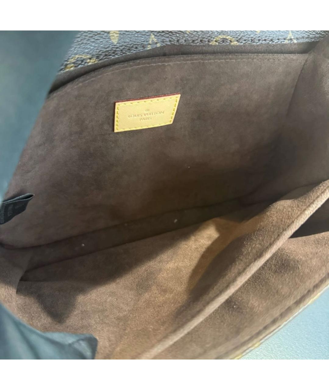 LOUIS VUITTON Коричневая кожаная сумка через плечо, фото 7