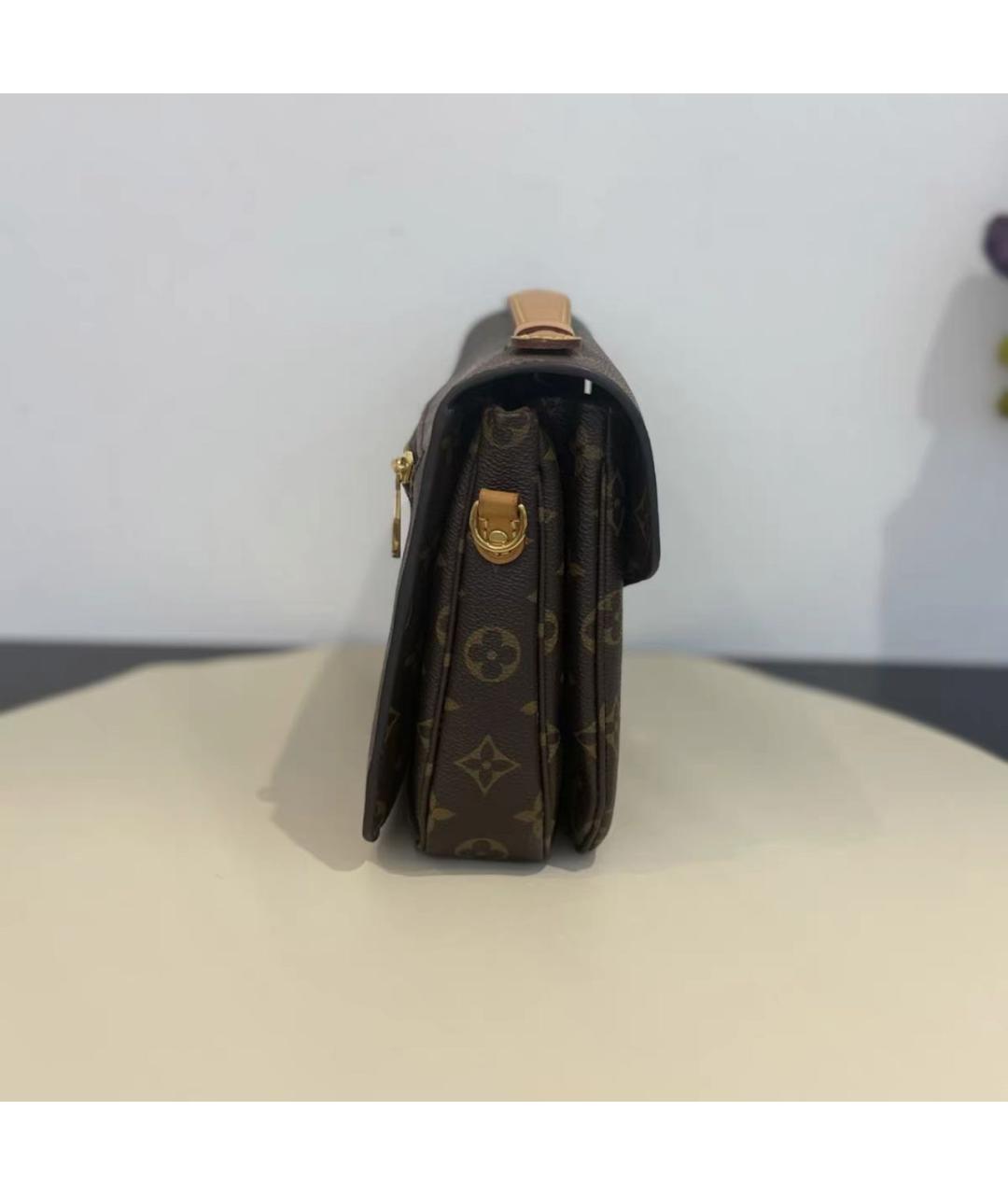 LOUIS VUITTON Коричневая кожаная сумка через плечо, фото 4