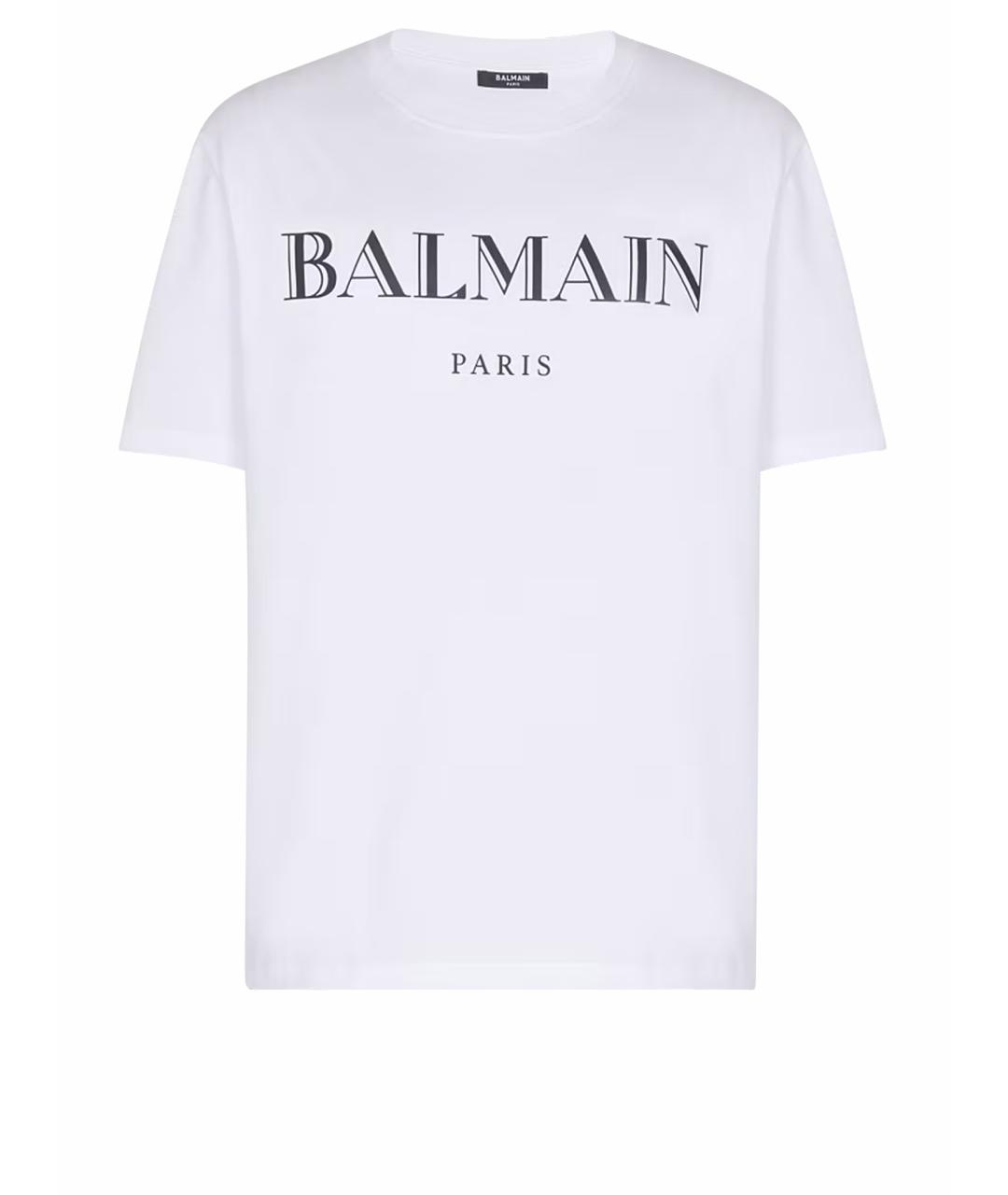 BALMAIN Белая хлопковая футболка, фото 1
