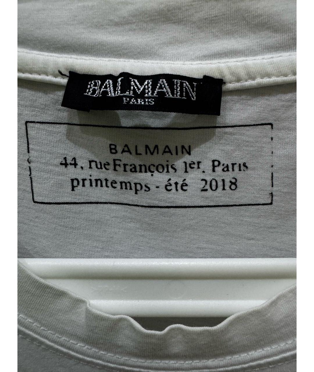 BALMAIN Белая хлопковая футболка, фото 3