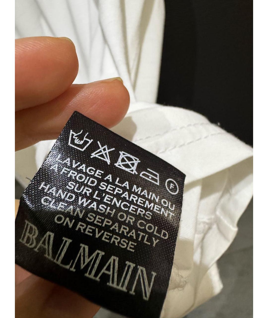 BALMAIN Белая хлопковая футболка, фото 5