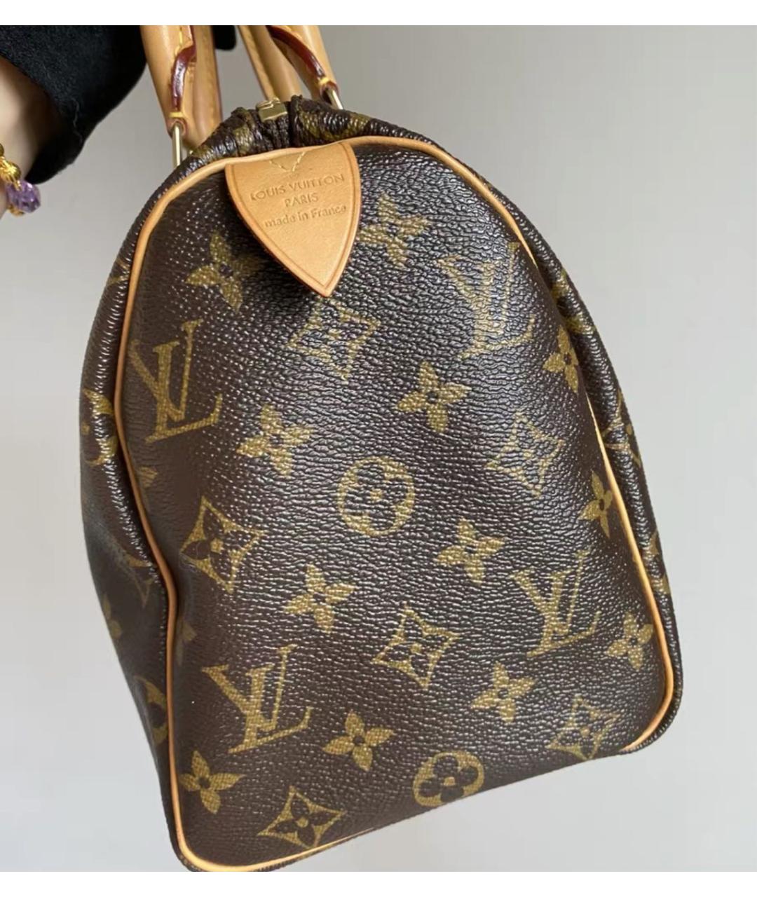 LOUIS VUITTON Коричневая кожаная сумка с короткими ручками, фото 4