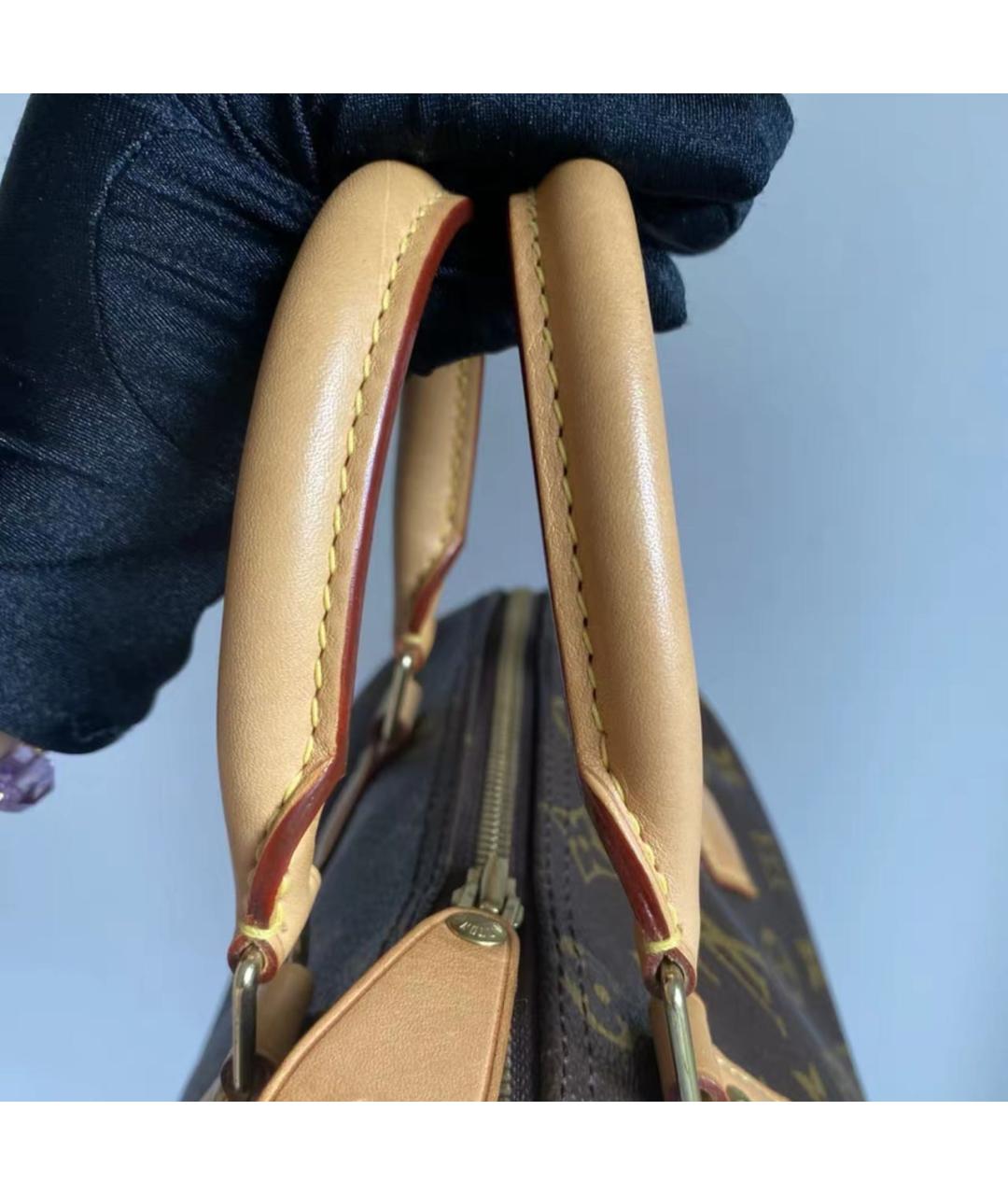 LOUIS VUITTON Коричневая кожаная сумка с короткими ручками, фото 6