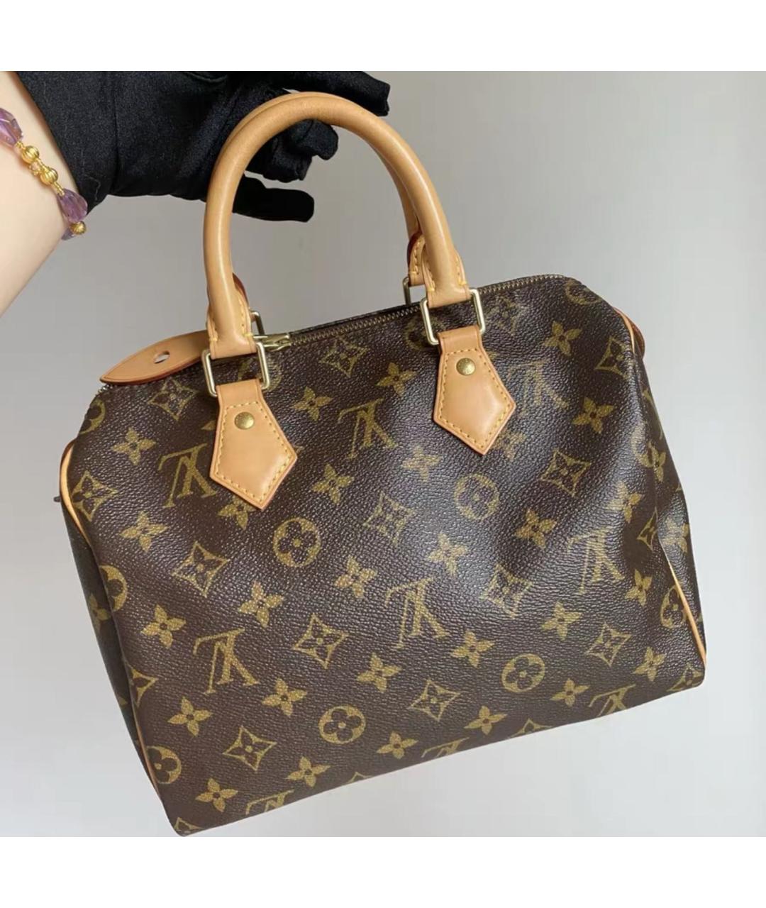 LOUIS VUITTON Коричневая кожаная сумка с короткими ручками, фото 9