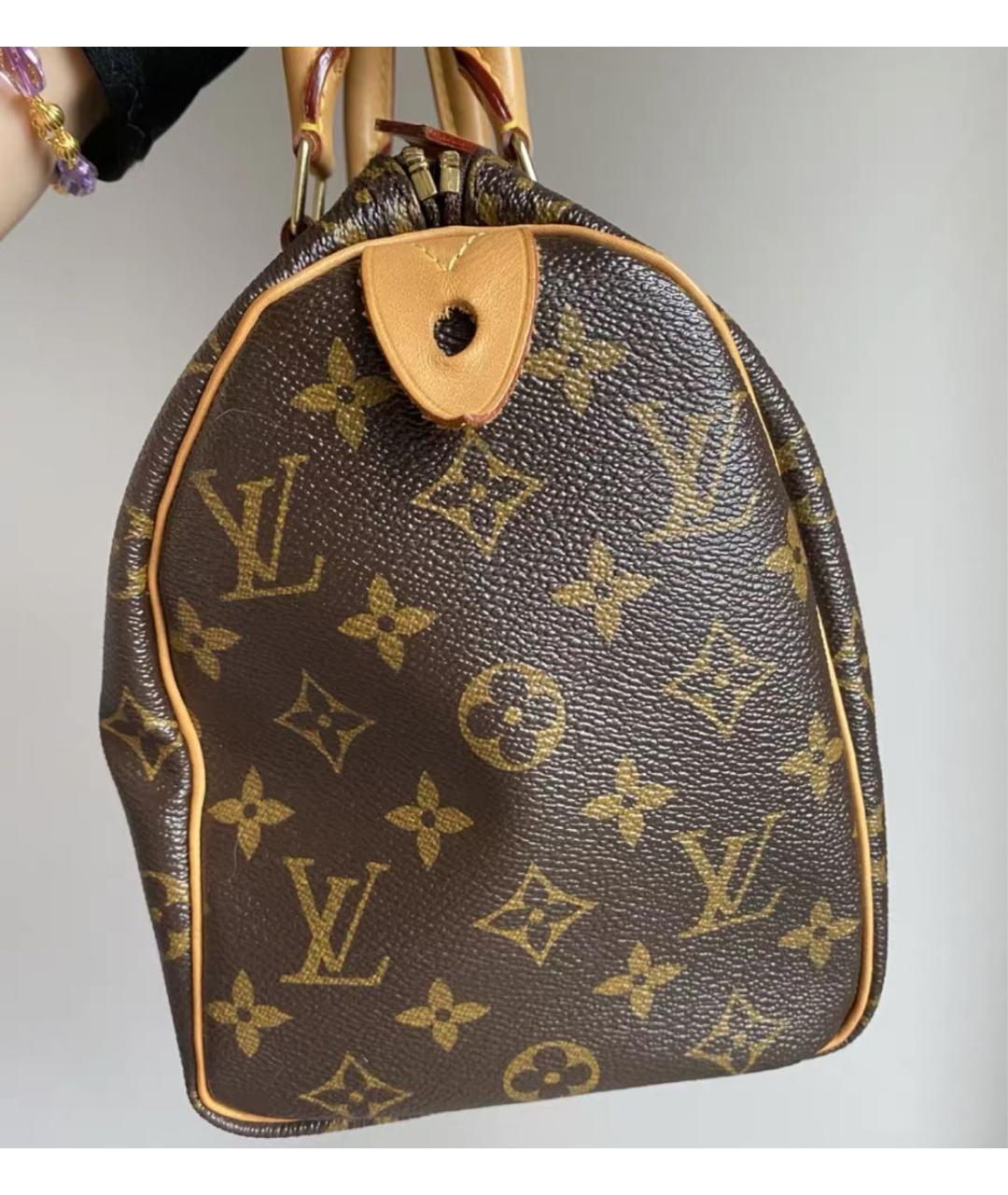 LOUIS VUITTON Коричневая кожаная сумка с короткими ручками, фото 8