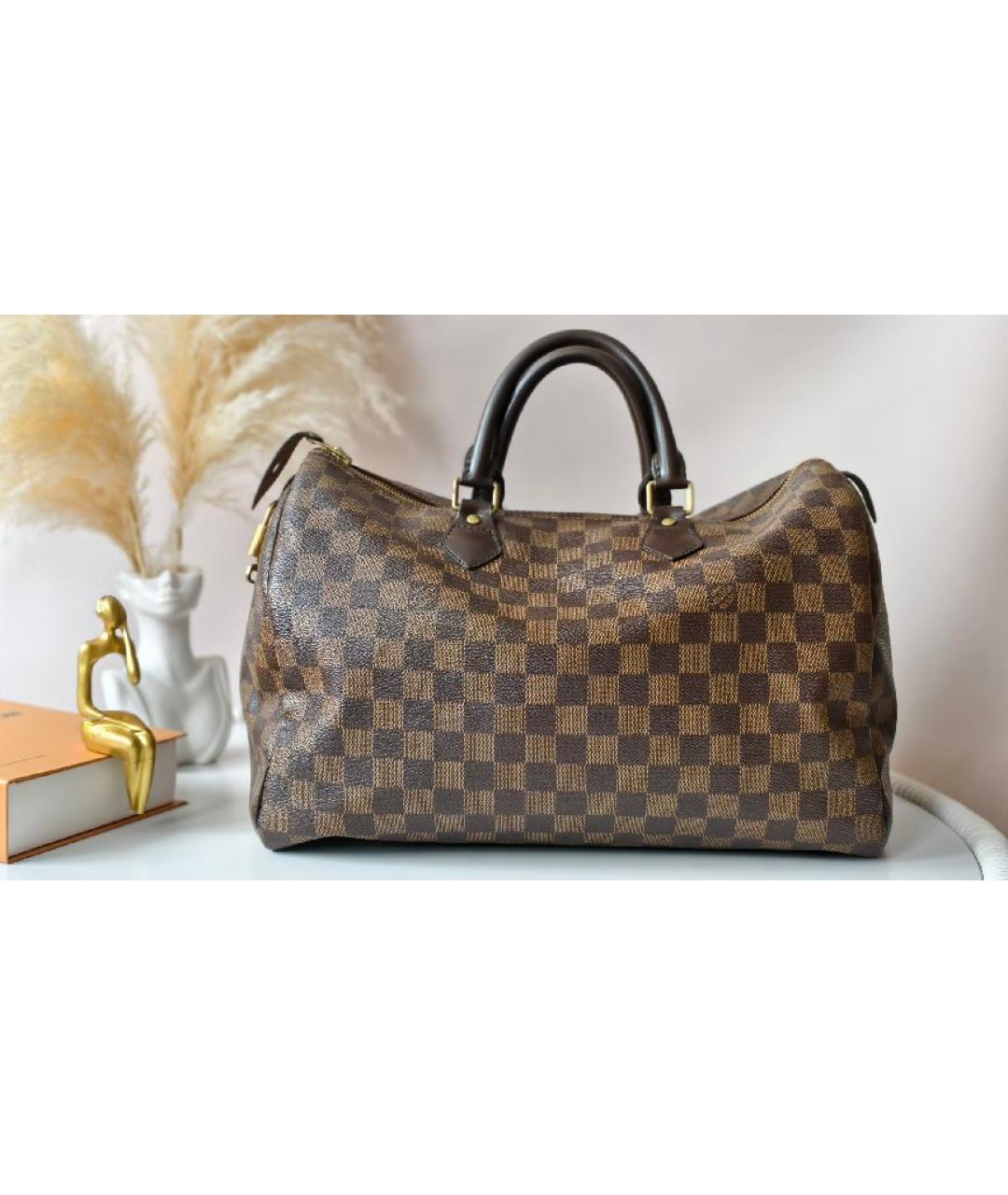 LOUIS VUITTON Коричневая кожаная сумка тоут, фото 3