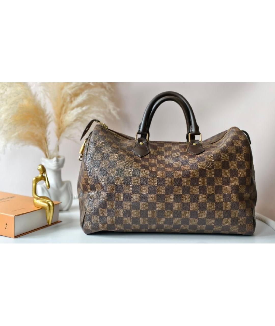 LOUIS VUITTON Коричневая кожаная сумка тоут, фото 9