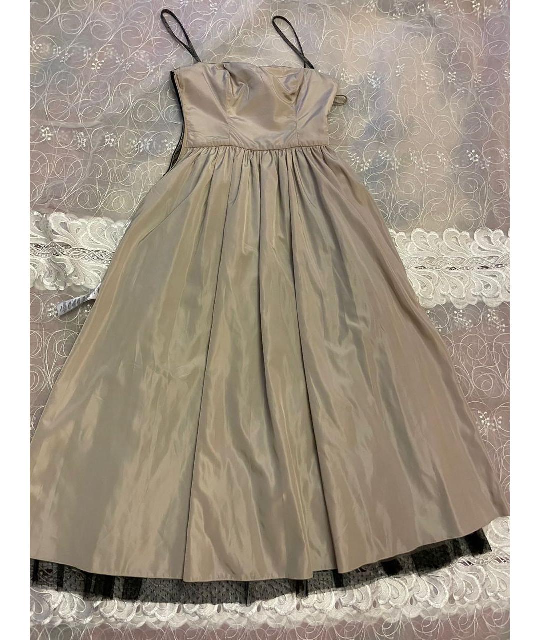 RED VALENTINO Бежевое полиэстеровое вечернее платье, фото 7